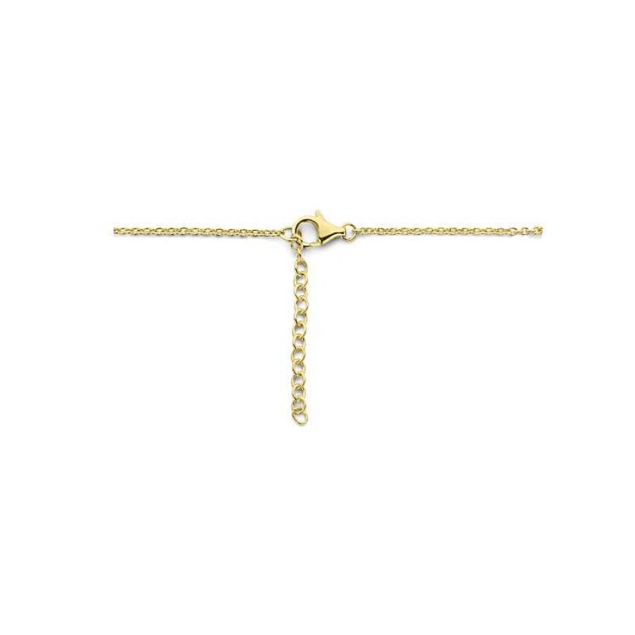 Kettingen Mostert Huiscollectie | Gold Plated Ketting Met Gekleurde Zirkonia - Lengte 42 + 3 Cm