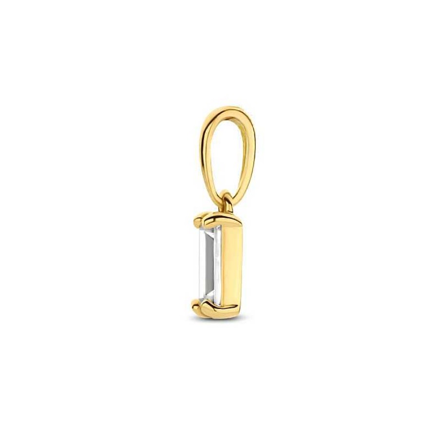 Hangers Mostert Huiscollectie | Gouden Hanger Zirkonia Rechthoek