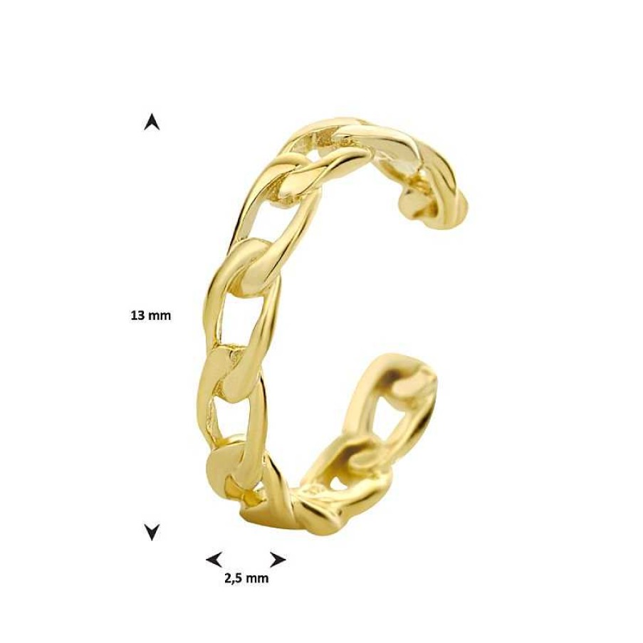 Oorbellen Mostert Huiscollectie | Gold Plated Earcuff Met Schakelmotief 2.5 Mm Breed - Diameter 13 Mm