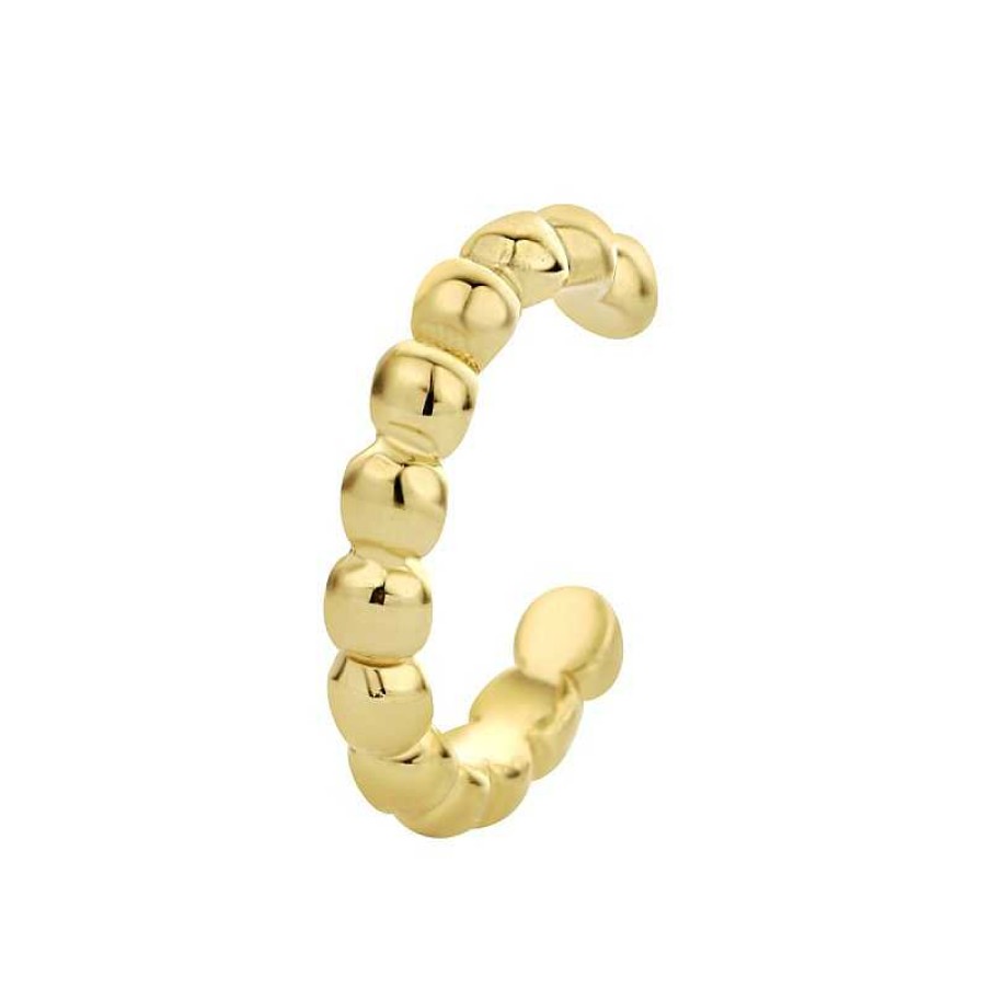 Oorbellen Mostert Huiscollectie | Gold Plated Earcuff Met Bolletjes - Diameter 11 Mm