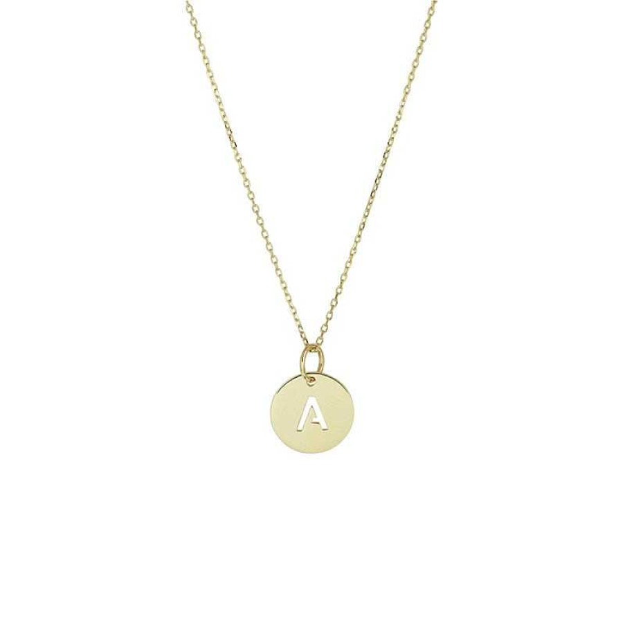 Kettingen Mostert Huiscollectie | Gouden Collier Met Ronde Letter Hanger 40 - 44 Cm