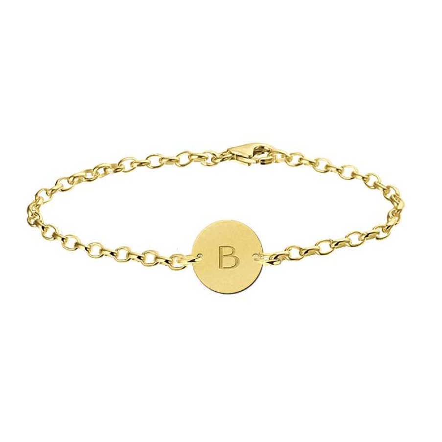 Armbanden Names4ever | Gouden Armband Met Letter Rondje Names4Ever