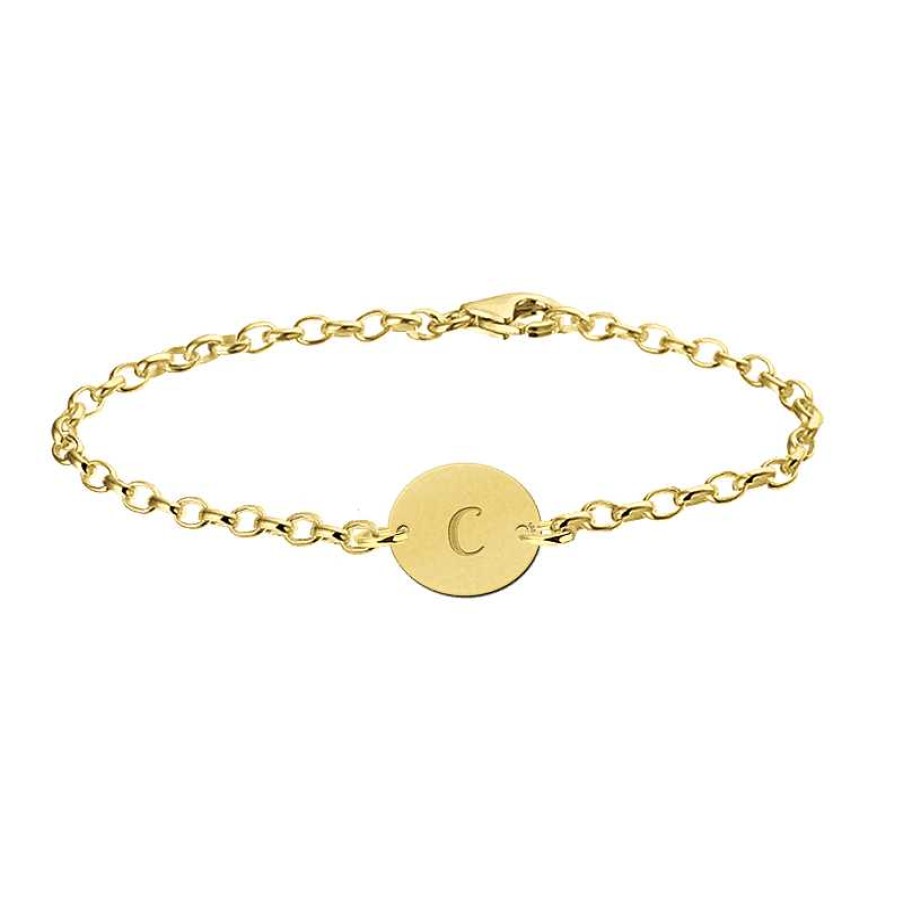 Armbanden Names4ever | Gouden Armband Met Letter Ovaal Names4Ever