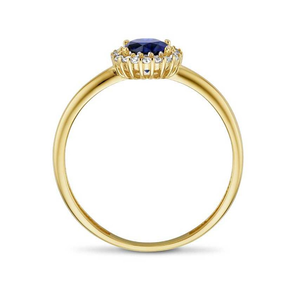 Ringen Mostert Huiscollectie | 14-Karaat Entourage Ring Met Blauwe Zirkonia