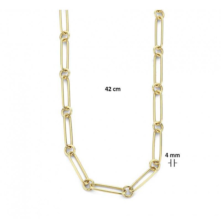 Kettingen Mostert Huiscollectie | Gouden Trendy Paperclip Collier 42 Cm 4.0 Mm