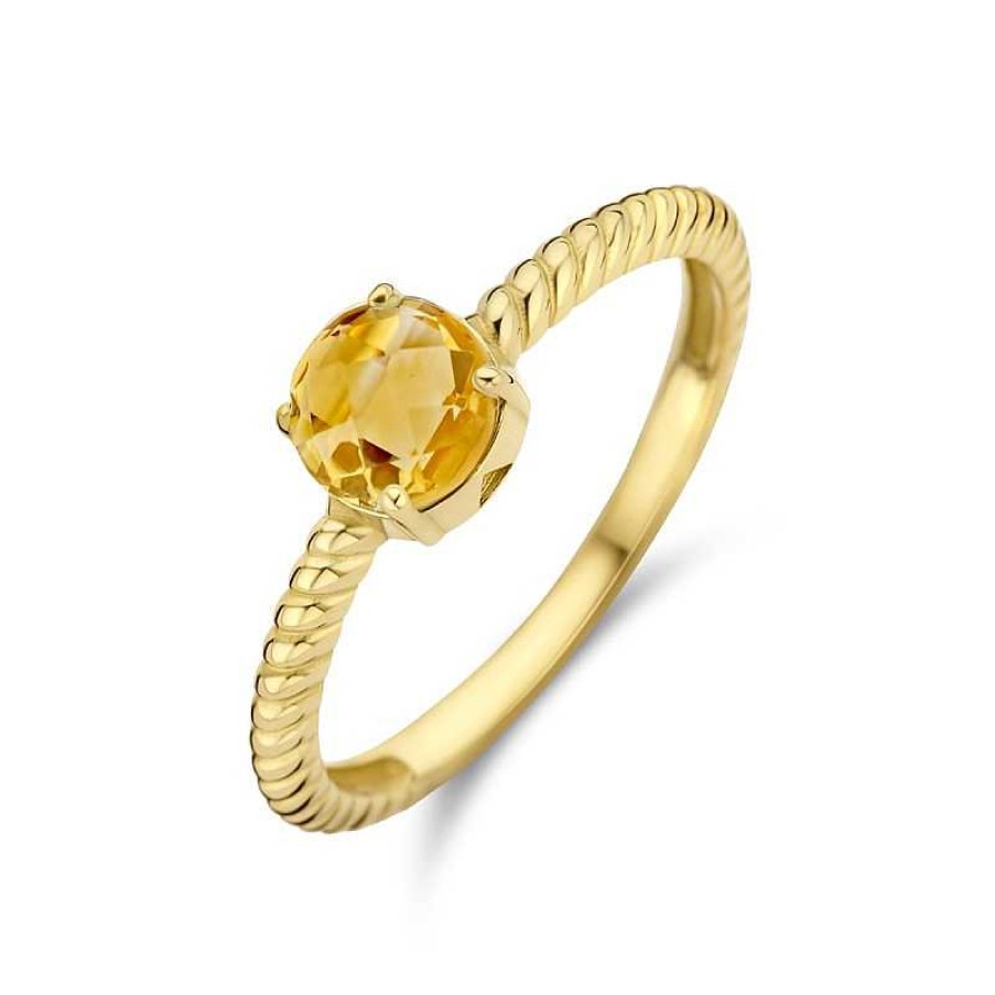 Ringen Mostert Huiscollectie | 14-Karaat Gouden Ring Gedraaid Met Citrien 0.77 Crt