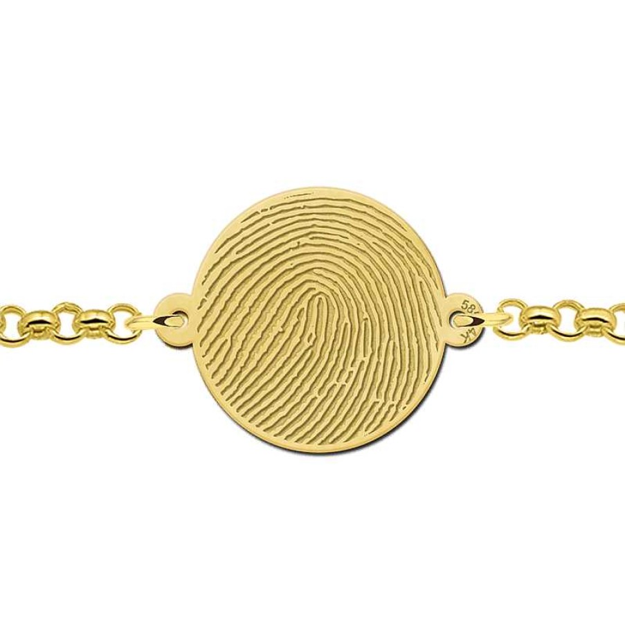 Armbanden Names4ever | Gouden Armband Met Vingerafdruk Rondje Names4Ever