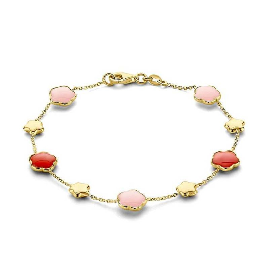 Armbanden Mostert Huiscollectie | Gouden Armband Met Bloemvormige Hangers En Sterren