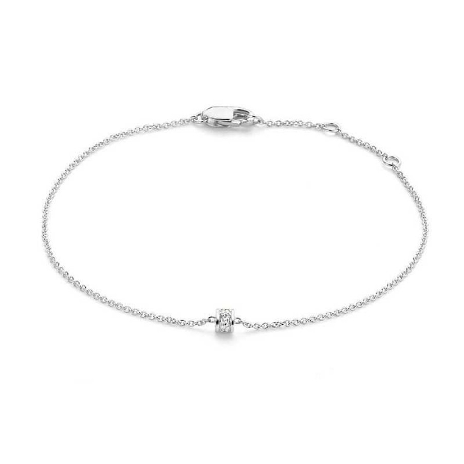 Armbanden Mostert Huiscollectie | Witgouden Armbandje Diamant Tonnetje