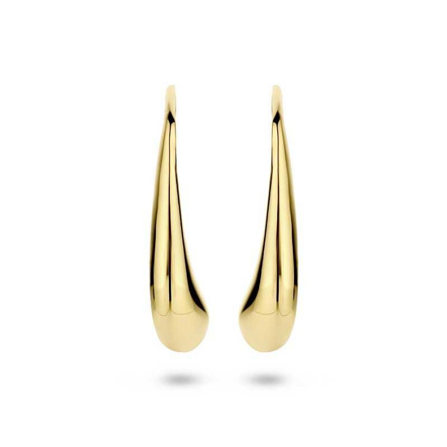 Oorbellen Mostert Huiscollectie | Gold Plated Oorhangers Met Franse Haak - 25 X 5.5 Mm