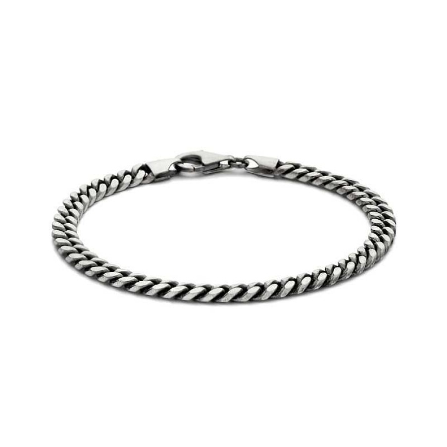 Armbanden Mostert Huiscollectie | Geoxideerd Zilveren Gourmet Armband 5 Mm - Lengte 21 Cm