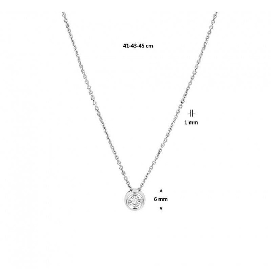 Kettingen Mostert Huiscollectie | Ketting Met Edelsteen Diamant In Het 14 Krt Witgoud