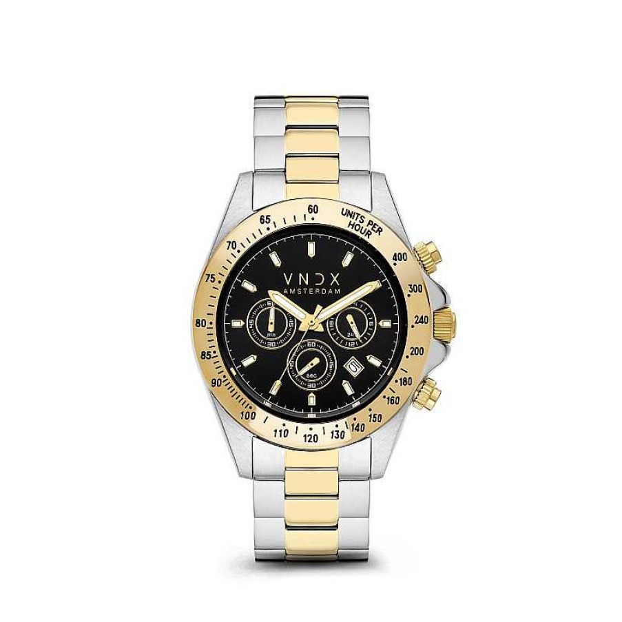 Horloges VNDX | Vndx Power Babe Big Zwart & Goud Mt11535-01