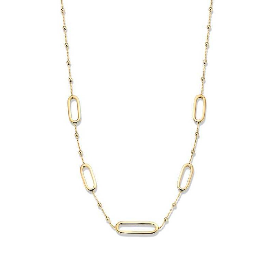 Kettingen Mostert Huiscollectie | Gouden Collier Met Ovale Schakels En Bolletjes 45 Cm