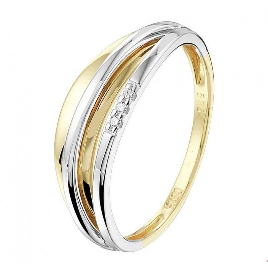 Ringen Mostert Huiscollectie | 14-Karaat Ring Bicolor 6 Mm Met Diamant