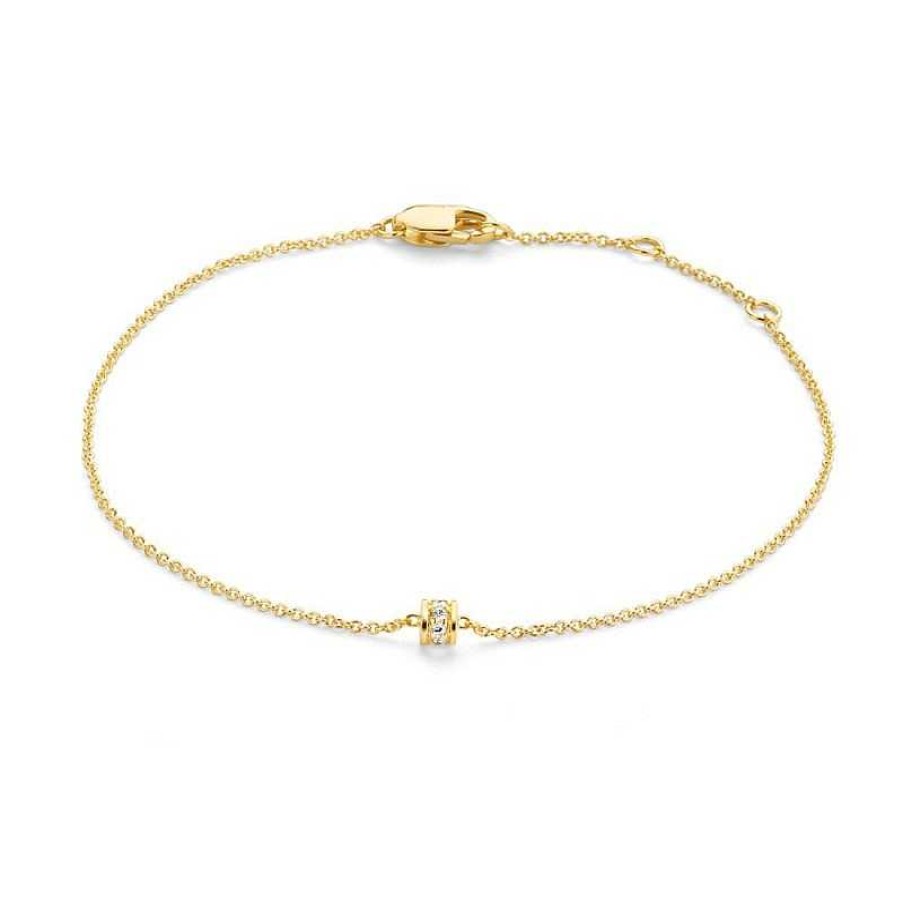 Armbanden Mostert Huiscollectie | Geelgouden Armbandje Diamant Tonnetje