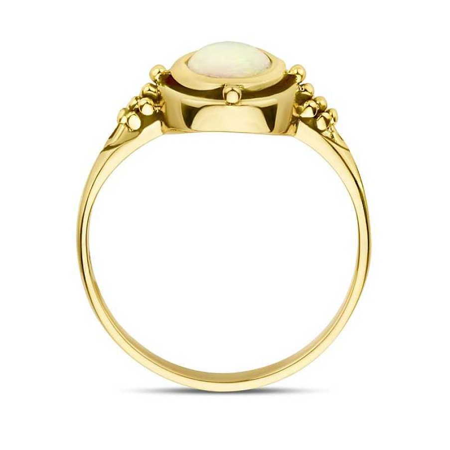 Ringen Mostert Huiscollectie | 14-Karaat Gouden Vintage Ring Met Ovale Opaal