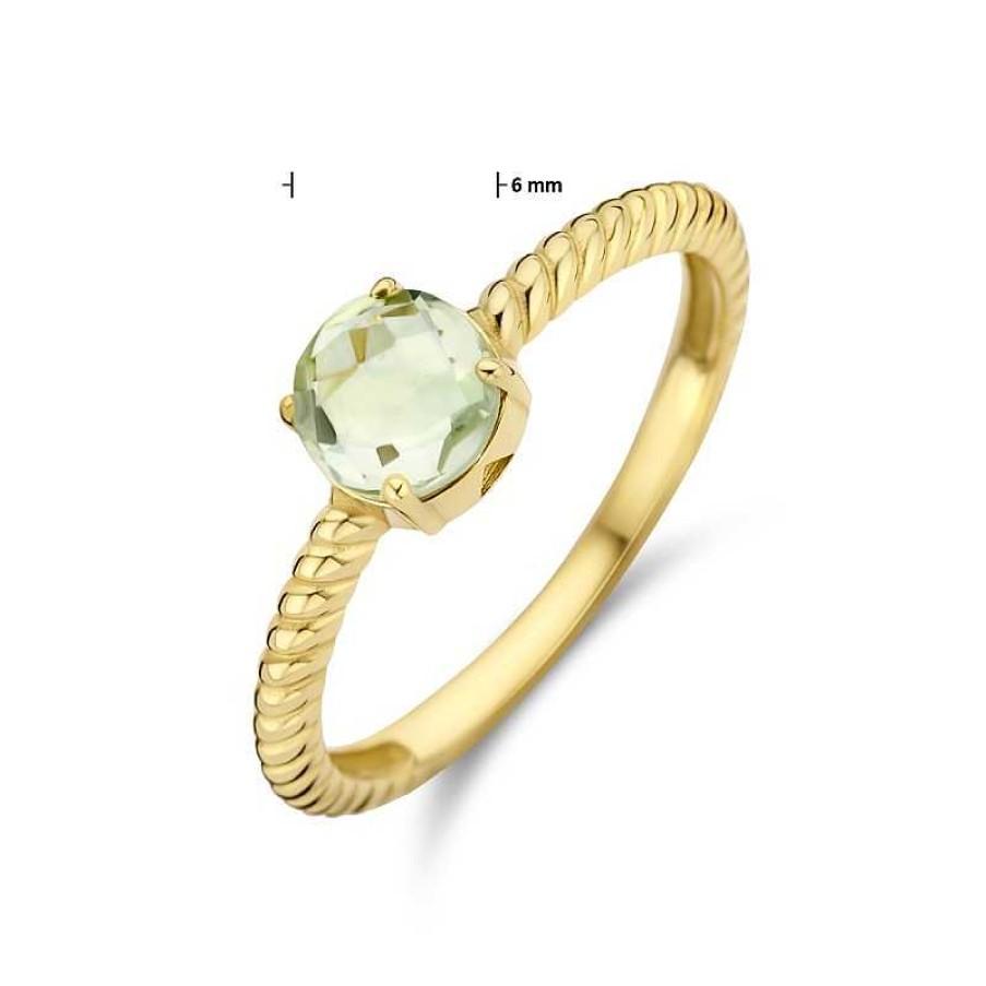 Ringen Mostert Huiscollectie | 14-Karaat Gouden Ring Gedraaid Met Groen Amethist 0.80 Crt