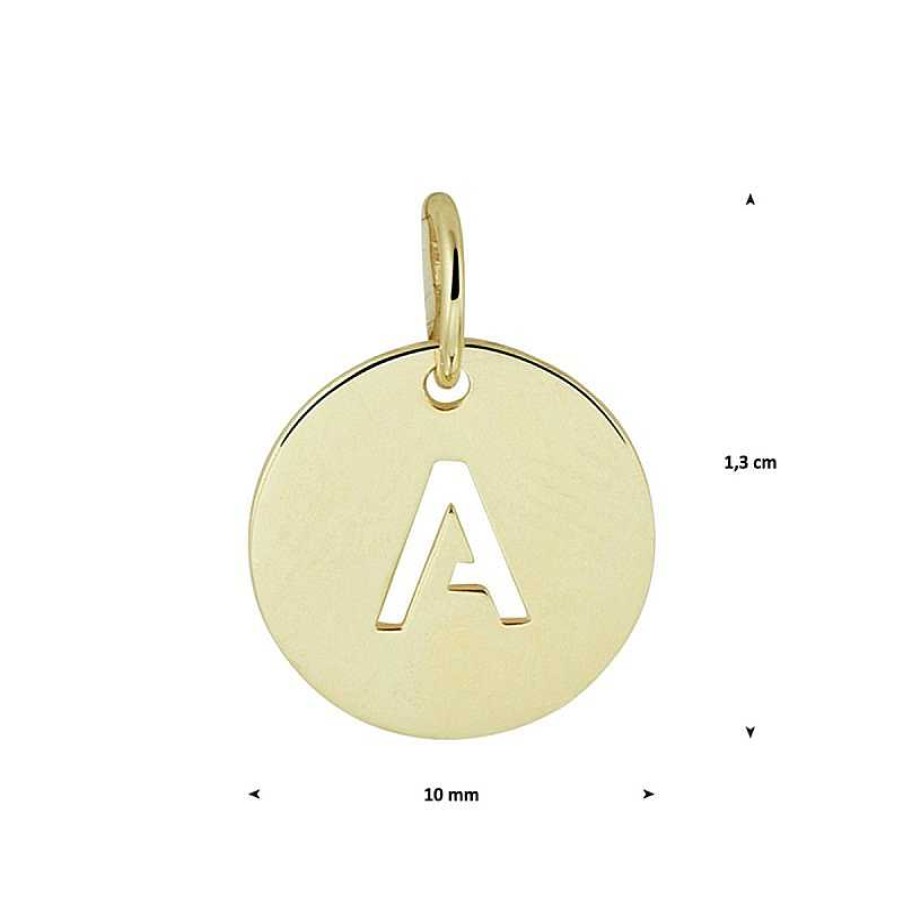 Hangers Mostert Huiscollectie | 14-Karaat Gouden Letter Hanger Rond 10 Mm