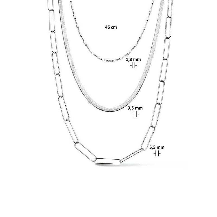 Kettingen Mostert Huiscollectie | Zilveren Ketting Met Drie Lagen