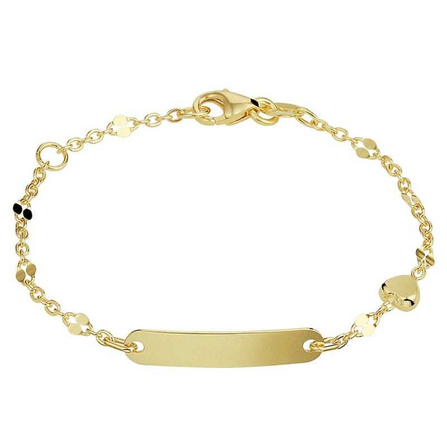 Armbanden Mostert Huiscollectie | Gouden Kinderarmband Met Hartje Graveerbaar - Lengte 11 - 13 Cm