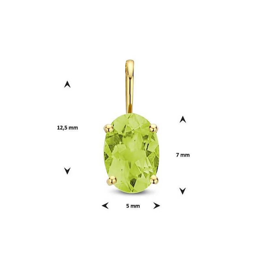 Hangers Mostert Huiscollectie | Gouden Edelsteen Hanger Met Peridot 0.79 Crt