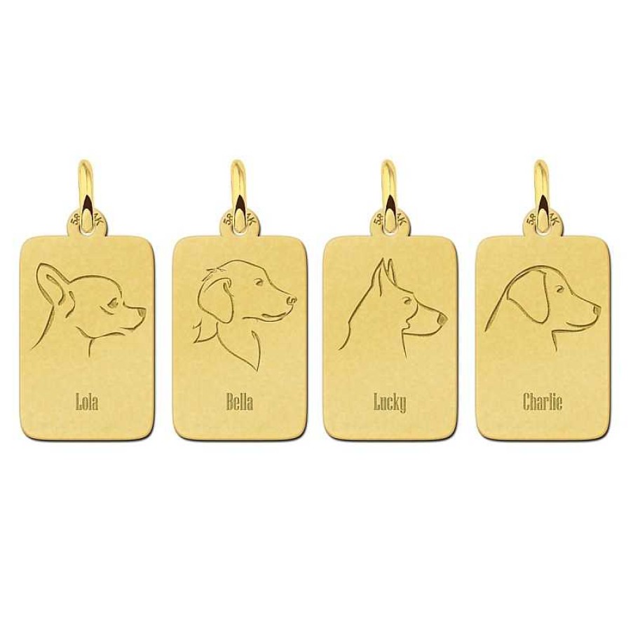 Hangers Shapes & Lines | Gouden Rechthoekige Hanger Met Hondensilhouet - Duitse Herder