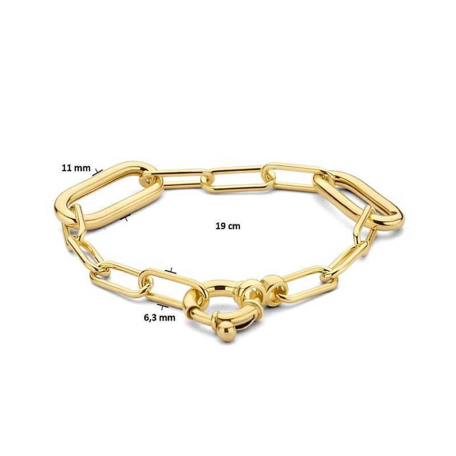 Armbanden Mostert Huiscollectie | Gold Plated Paperclip Armband Ronde Buis 11 Mm - Lengte 19 Cm