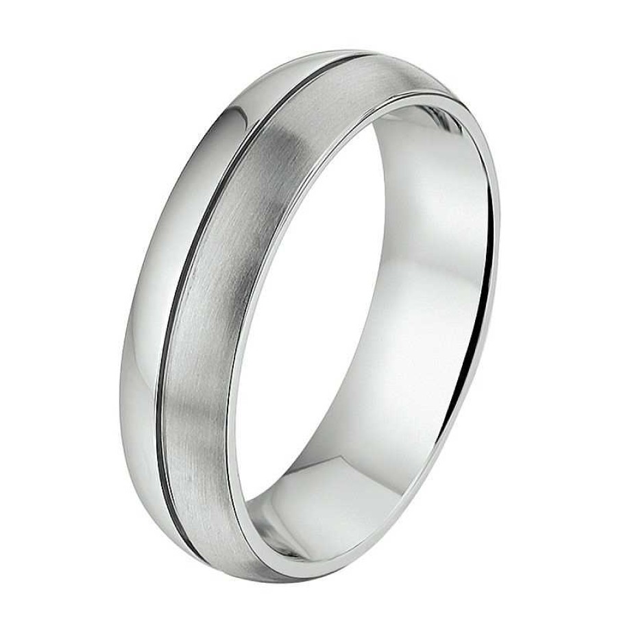 Ringen Mostert Huiscollectie | Deels Gematteerde Stalen Vriendschapsring 5.5 Mm