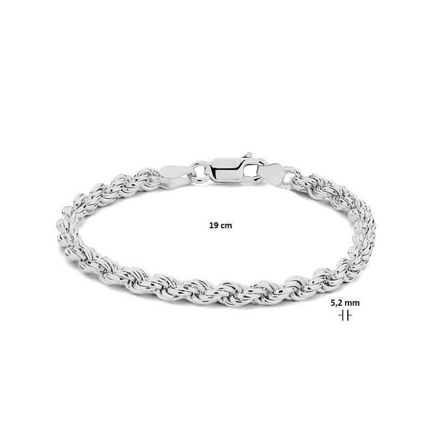 Armbanden Mostert Huiscollectie | Zilveren Koord Armband Gerhodineerd 5.2 Mm - Lengte 19 Cm