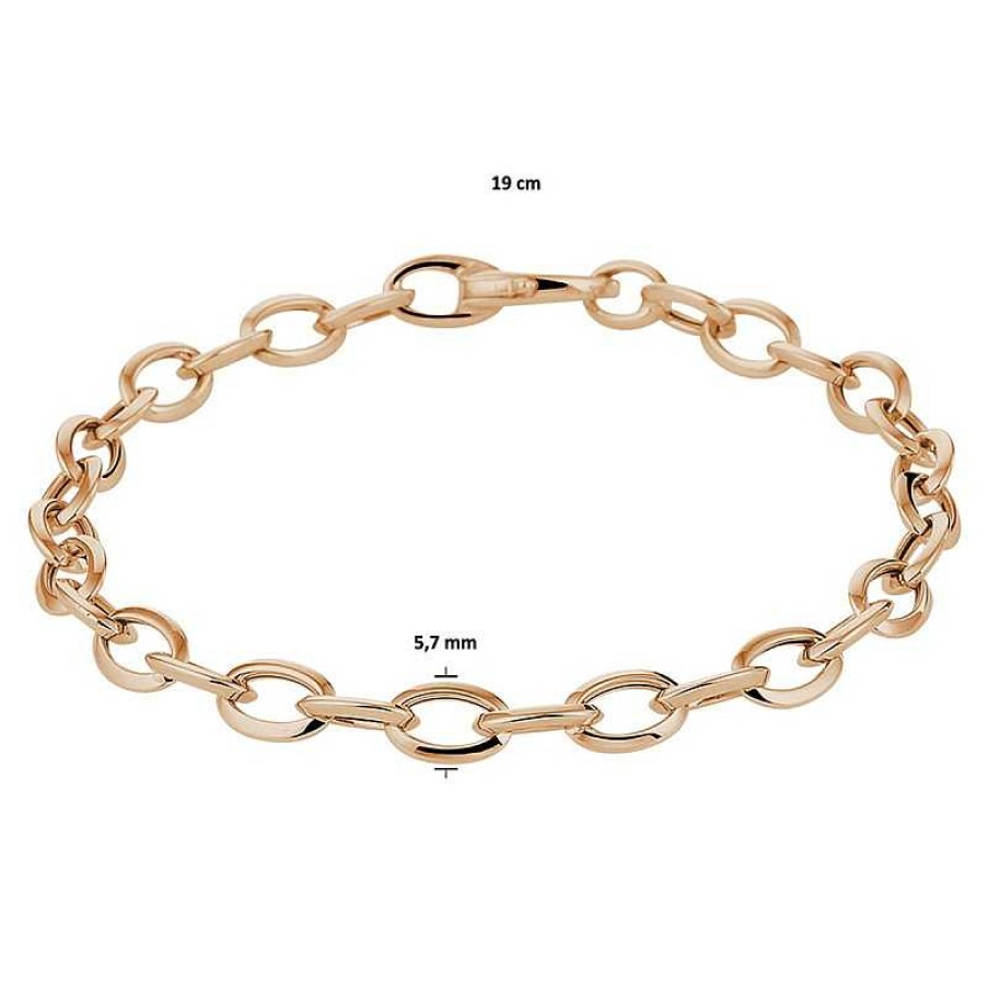 Armbanden Mostert Huiscollectie | Rosegouden Armband Met Ankerschakel - Lengte 19 Cm