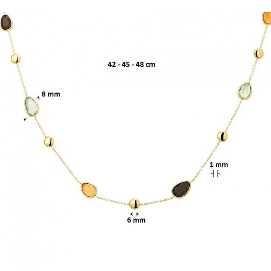 Kettingen Mostert Huiscollectie | Prachtige Edelsteen Ketting In Het Goud 42-48 Cm