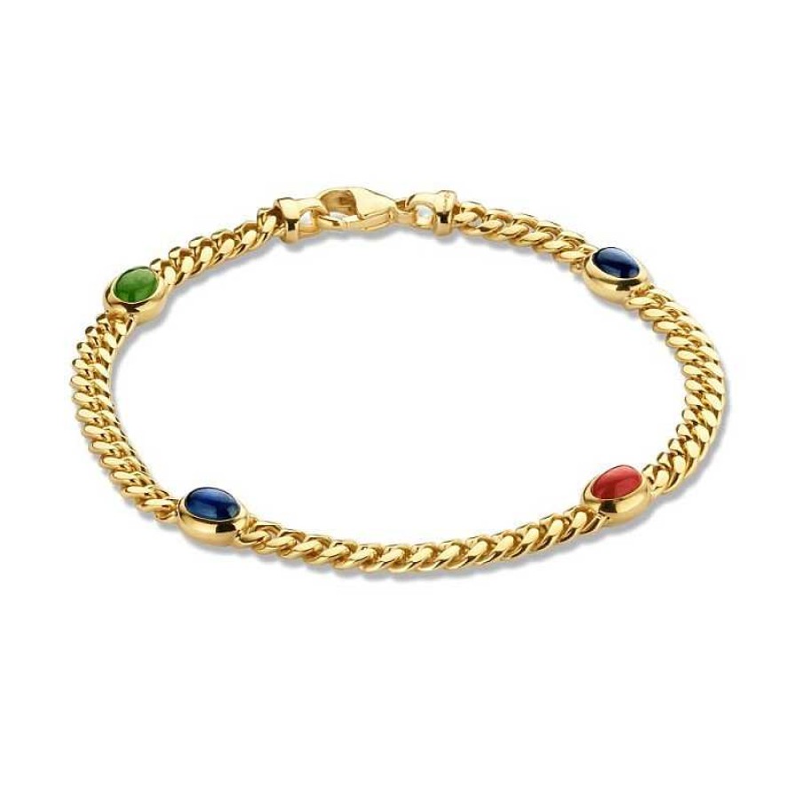 Armbanden Mostert Huiscollectie | Gouden Armband Met Saffier, Robijn En Smaragd 5 Mm