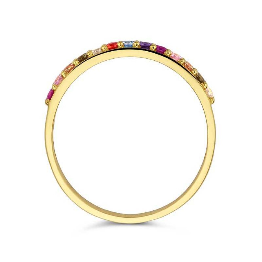 Ringen Mostert Huiscollectie | 14-Karaat Gouden Regenboog Ring Met Zirkonia'S