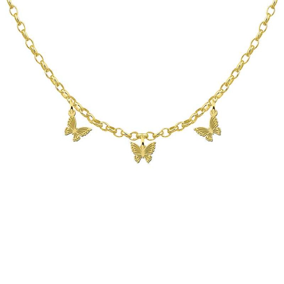 Kettingen Mostert Huiscollectie | Gold Plated Ketting Met 3 Vlinders