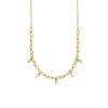 Kettingen Mostert Huiscollectie | Gold Plated Paperclip Ketting Met Zirkonia'S - Lengte 42 + 3 Cm