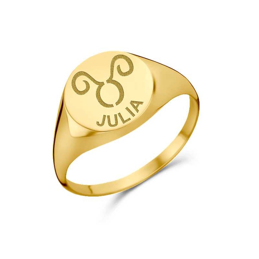 Ringen Names4ever | Gouden Zegelring Met Sterrenbeeld En Naam