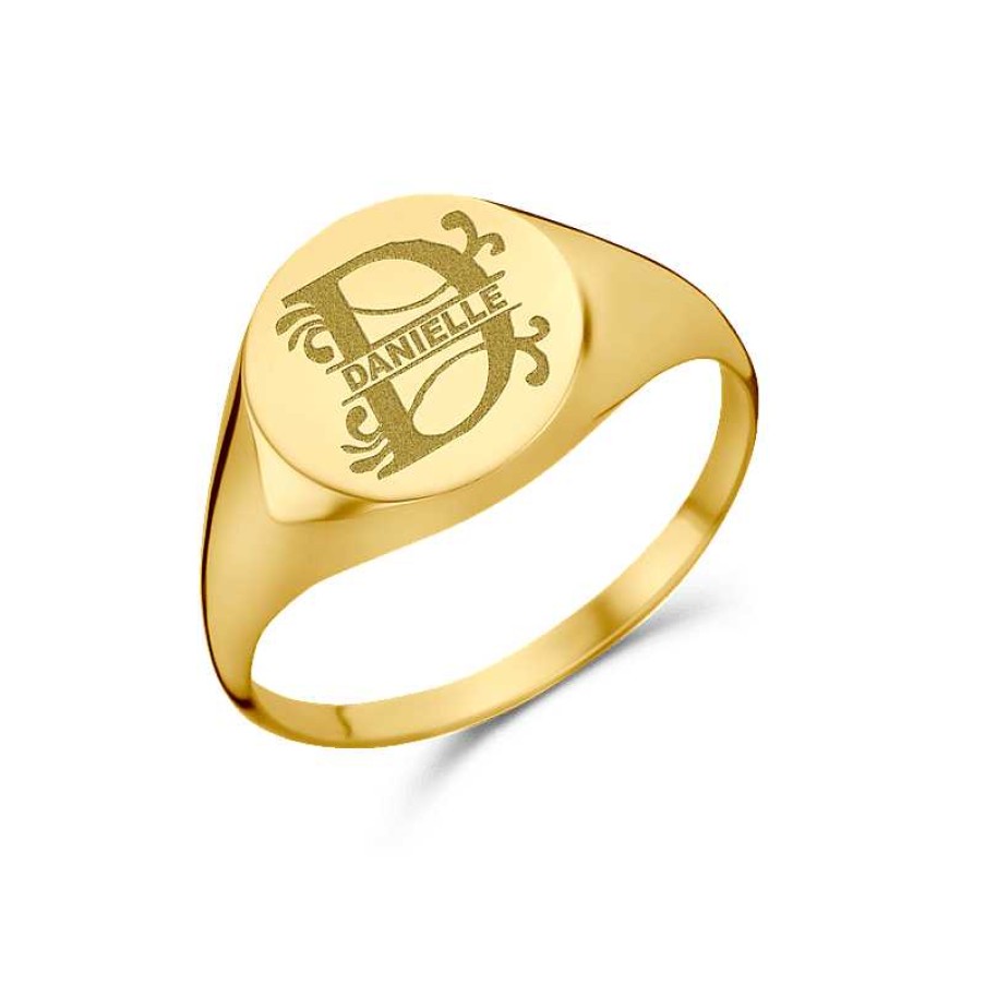 Ringen Names4ever | Gouden Zegelring Met Initiaal En Naam