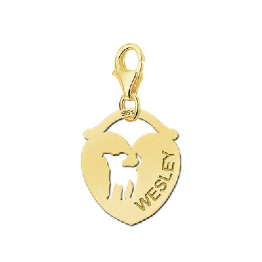 Bedels Names4ever | Gouden Bedel Hart Vorm Hond Names4Ever