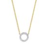 Kettingen Mostert Huiscollectie | Bicolor Collier Met Rond Hangertje Vol Diamantjes 0.11 Crt