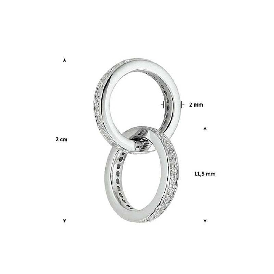 Hangers Mostert Huiscollectie | Dubbele Ring Hanger Zilver Met Zirkonia'S - Diameter 11.5 Mm