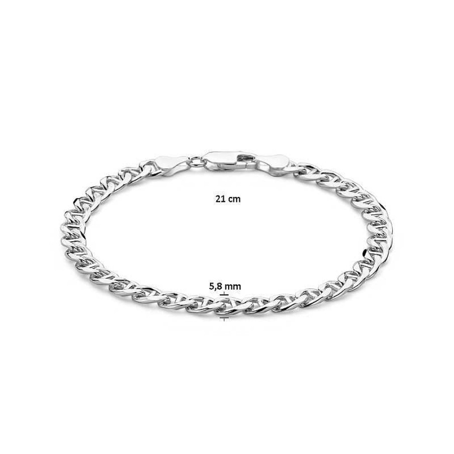 Armbanden Mostert Huiscollectie | Zilveren Heren Schakelarmband Met Ankerschakel 5.8 Mm - Lengte 21 Cm