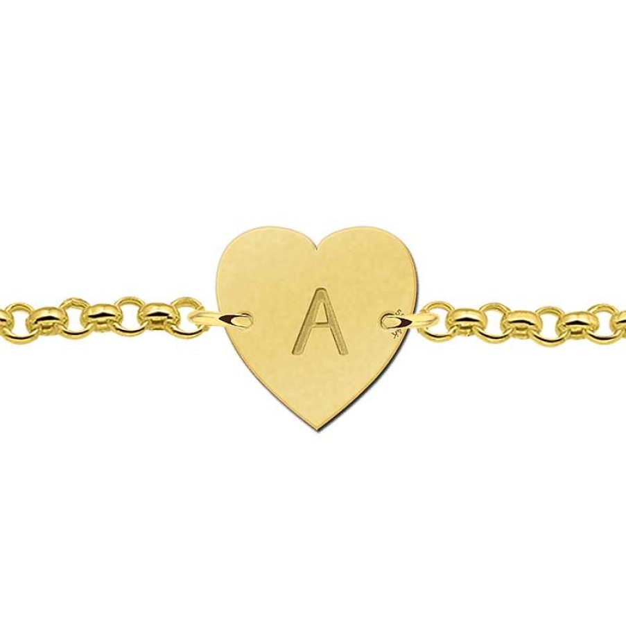 Armbanden Names4ever | Gouden Armband Met Letter Hartje Names4Ever