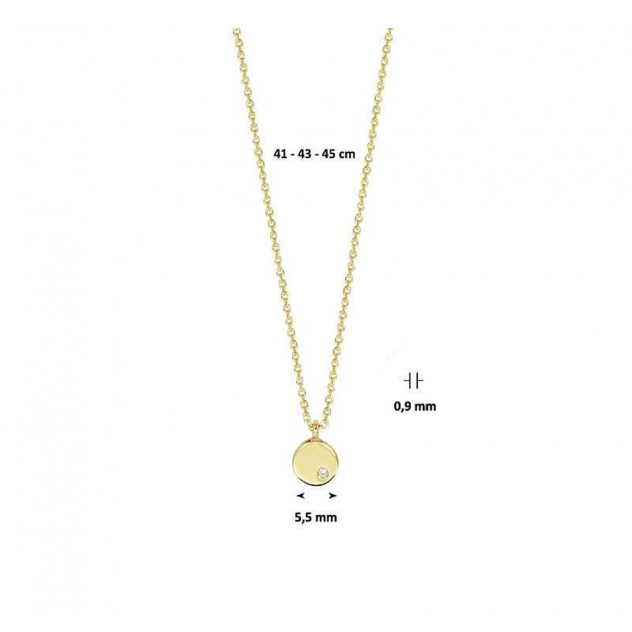 Kettingen Mostert Huiscollectie | 14 Krt Gouden Edelsteen Ketting Met Diamant