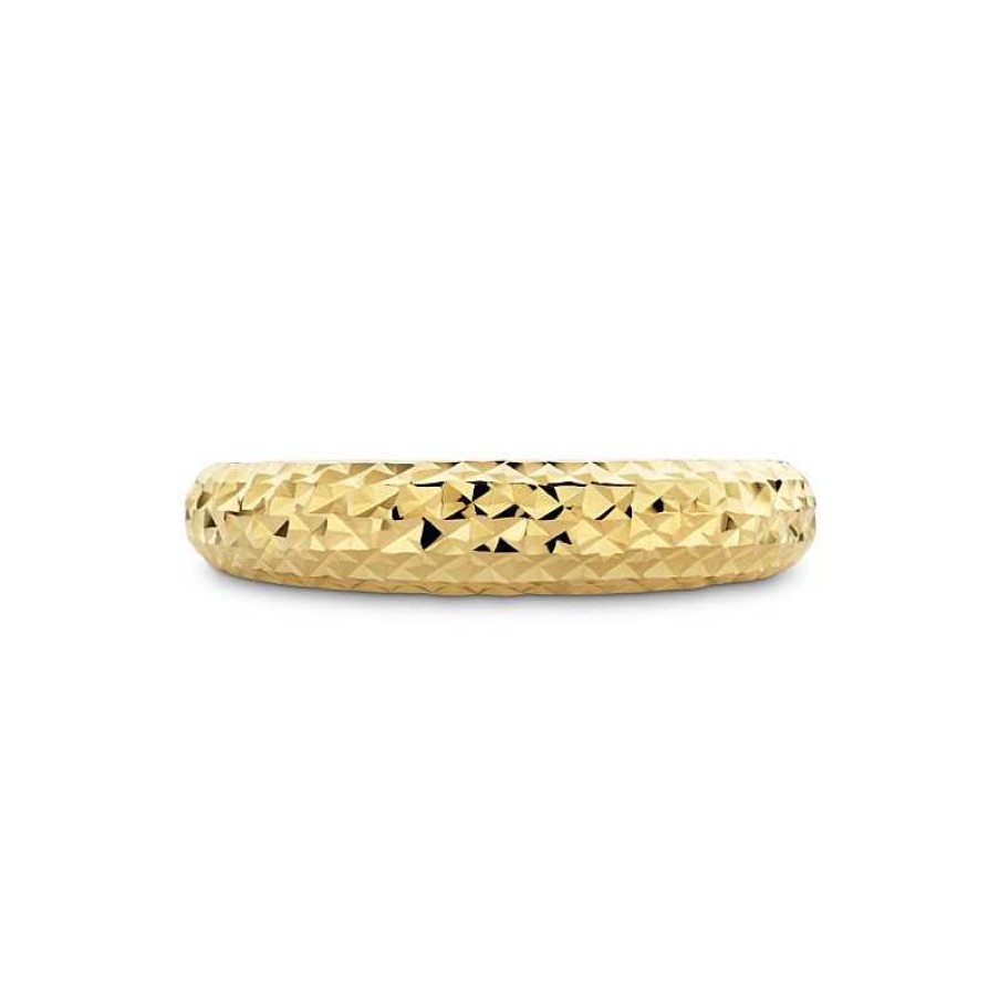 Ringen Mostert Huiscollectie | 14-Karaat Gouden Ring Met Een Gediamanteerd Oppervlak 4.5 Mm Breed