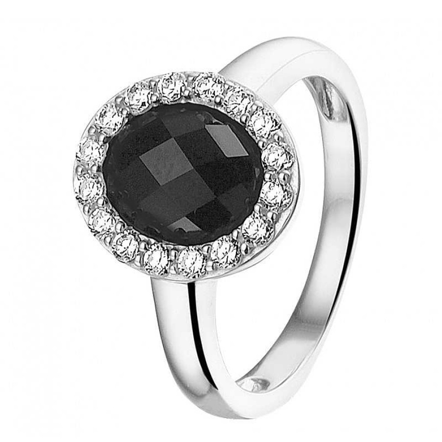 Ringen Mostert Huiscollectie | Zilveren Ring Met Onyx En Zirkonia