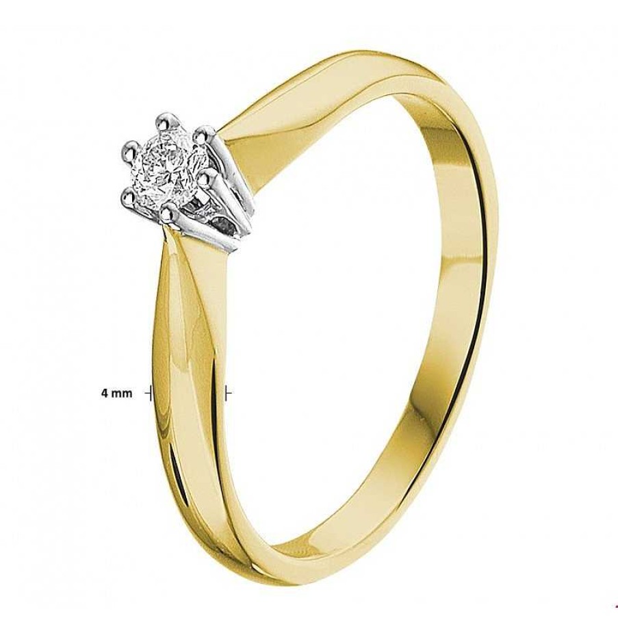 Ringen Mostert Huiscollectie | Mooie Geelgouden Ring Met 0.10 Crt Diamant