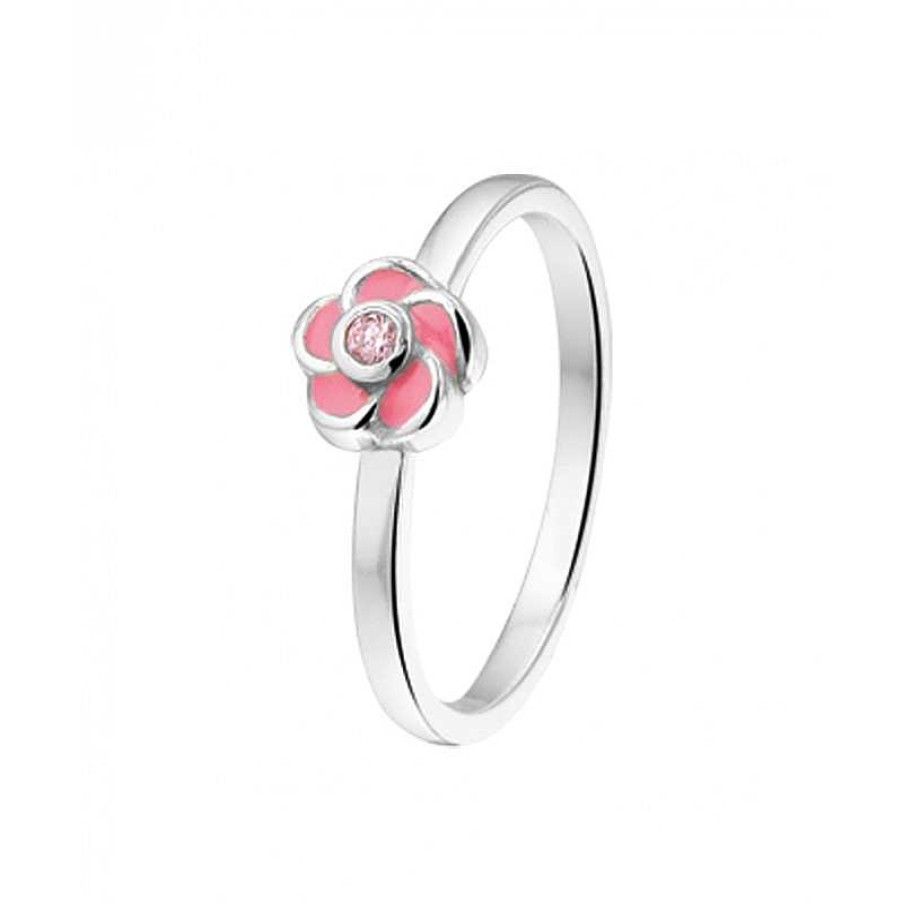 Ringen Mostert Huiscollectie | Zilveren Kinder Ring Met Bloementhema 7.5 Mm Breed