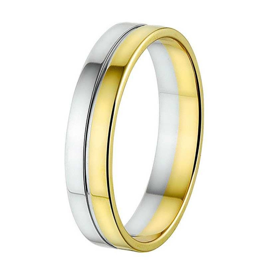 Ringen Mostert Huiscollectie | Stijlvolle 14-Karaat Bicolor Trouwring 5 Mm