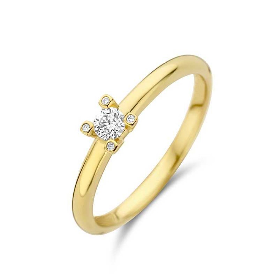 Ringen Mostert Huiscollectie | 14-Karaat Gouden Ring Met Vijf Prachtige Diamanten 0.11 Crt